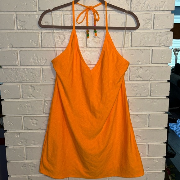 wild fable Dresses & Skirts - Wild Fable Neon Orange Halter Top Mini Dress with Bead Detail Size Large